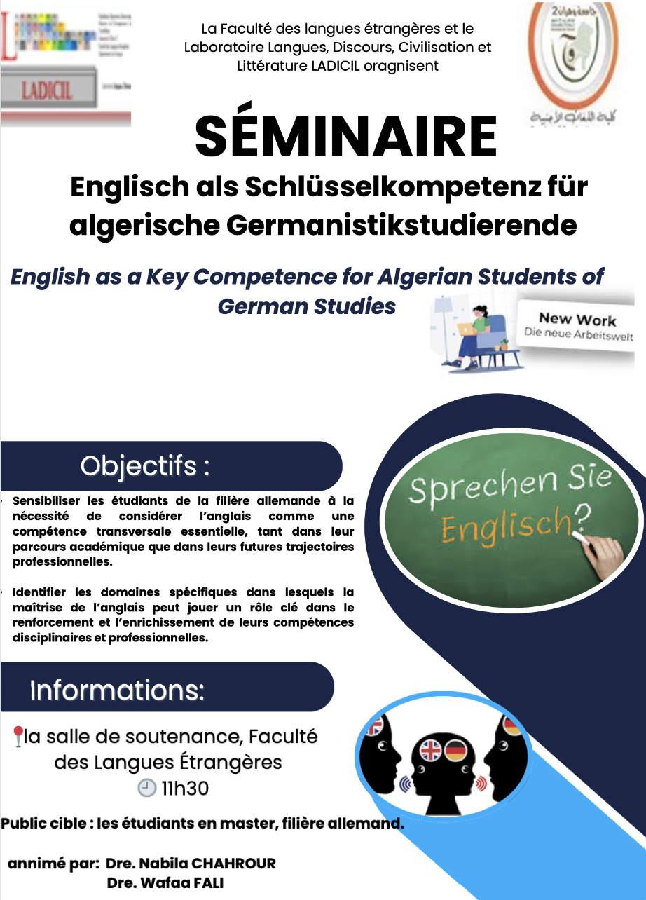 Séminaire au profit des étudiants d’Allemand:  Englisch als Schlüsselkompetenz für algerische Germanistikstudierende